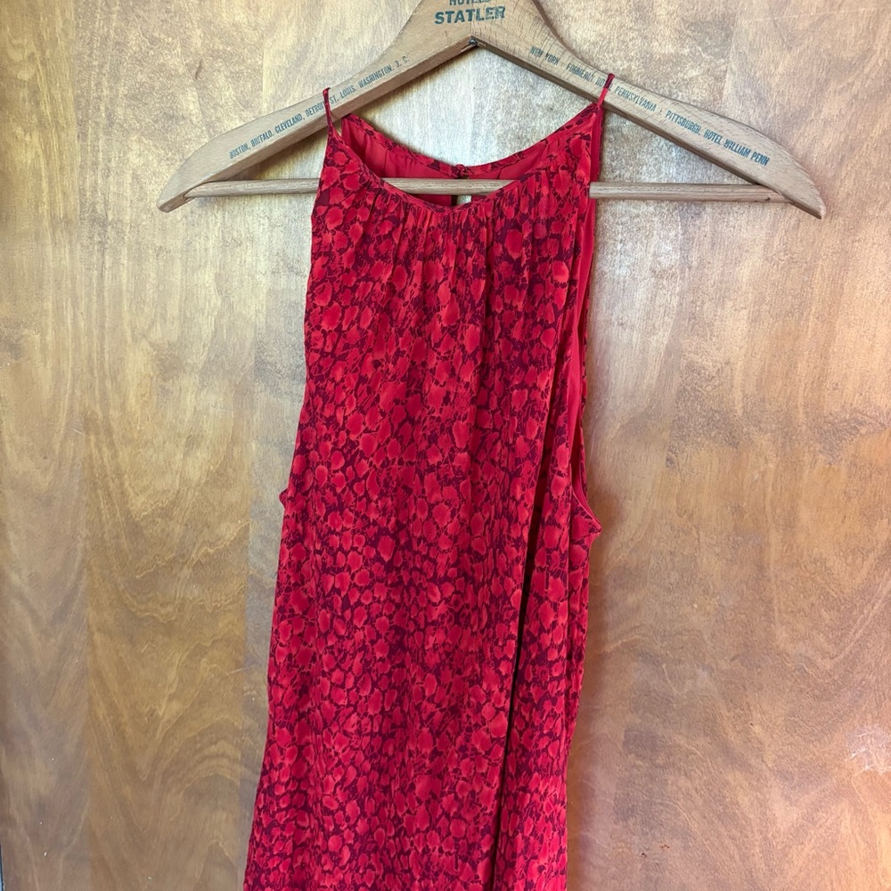 Vintage 100% Silk Red Maxi Slip Dress Fairy Y2K Asymmetrical Mcbling Snake Print - Picture 6 of 15